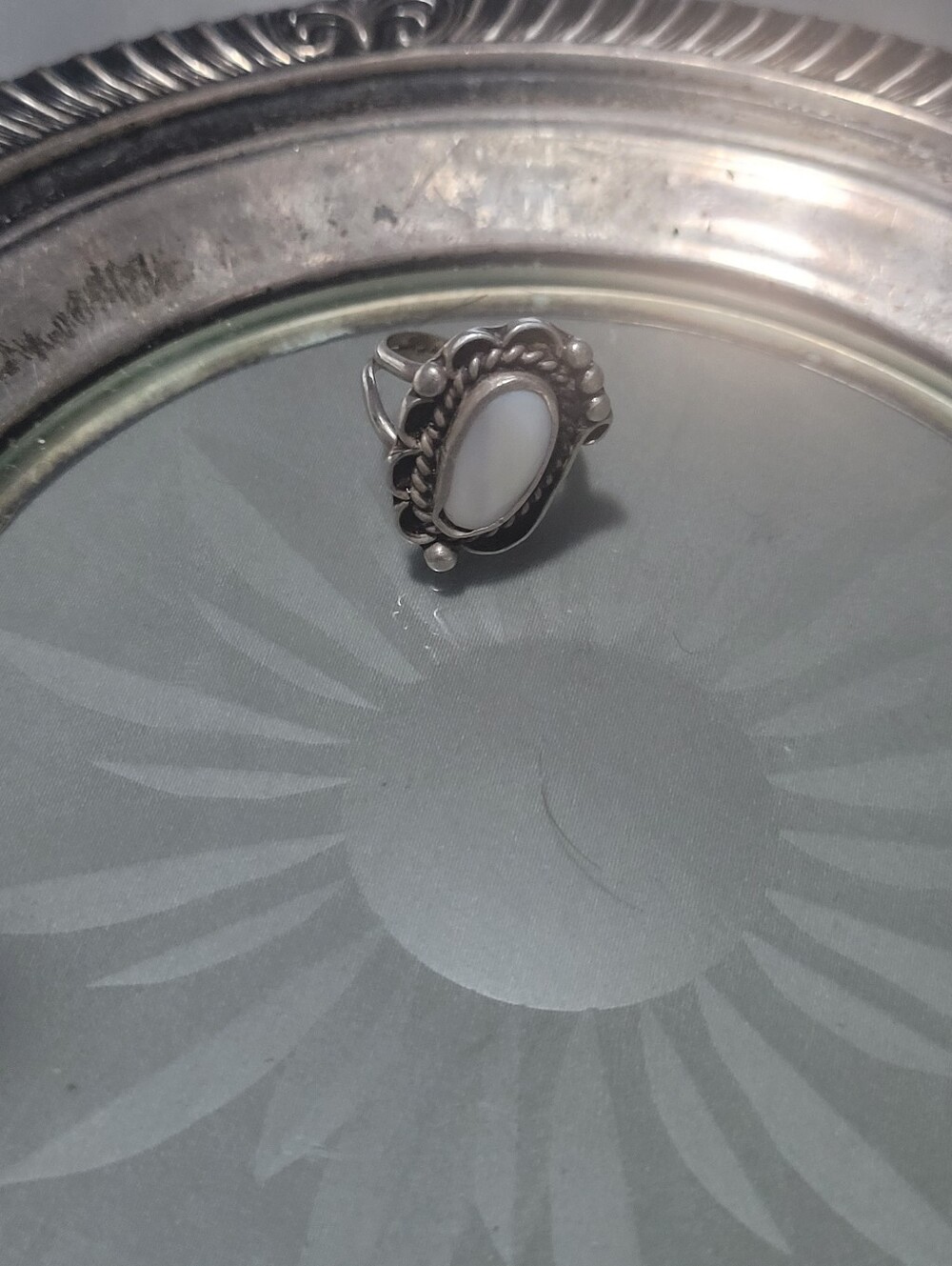 Sterling Silver White Moonstone Oval Stone Women's Ring